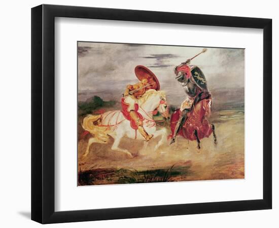Two Knights Fighting in a Landscape, circa 1824-Eugene Delacroix-Framed Giclee Print