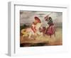 Two Knights Fighting in a Landscape, circa 1824-Eugene Delacroix-Framed Giclee Print