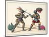 Two Knights Fighting, Plate from 'A History of the Development and Customs of Chivalry', by Dr. Fra-Friedrich Martin Von Reibisch-Mounted Giclee Print