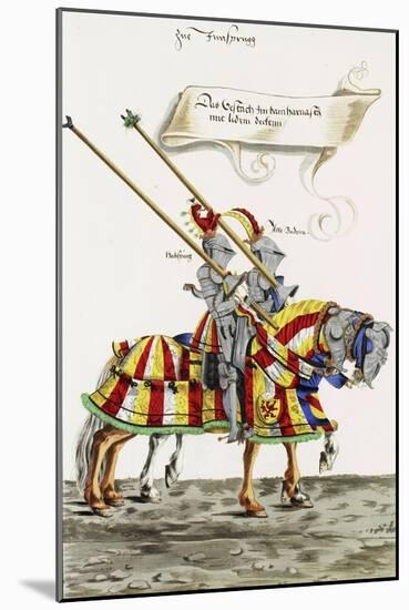Two Knights in Jousting Armour (Gestech) and Armed with Lances, Illustration from a Facsimile…-Hans Burgkmair-Mounted Giclee Print