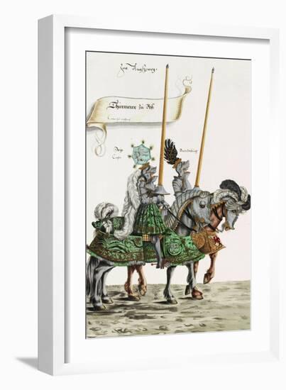 Two Knights in Jousting Armour (Gestech) and Armed with Lances, Illustration from a Facsimile…-Hans Burgkmair-Framed Giclee Print