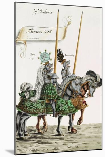 Two Knights in Jousting Armour (Gestech) and Armed with Lances, Illustration from a Facsimile…-Hans Burgkmair-Mounted Giclee Print