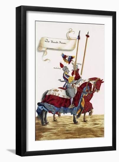 Two Knights in Jousting Armour (Gestech) and Armed with Lances, Illustration from a Facsimile…-Hans Burgkmair-Framed Giclee Print