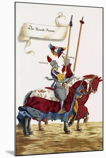 Two Knights in Jousting Armour (Gestech) and Armed with Lances, Illustration from a Facsimile…-Hans Burgkmair-Mounted Giclee Print