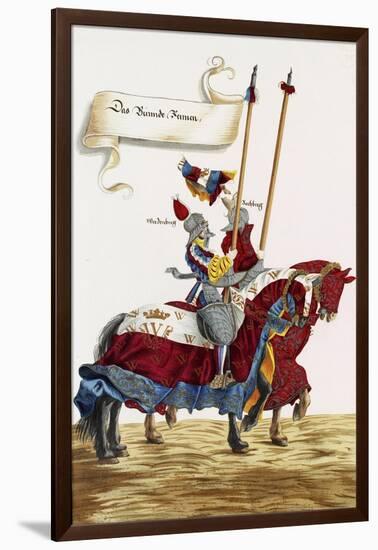 Two Knights in Jousting Armour (Gestech) and Armed with Lances, Illustration from a Facsimile…-Hans Burgkmair-Framed Giclee Print