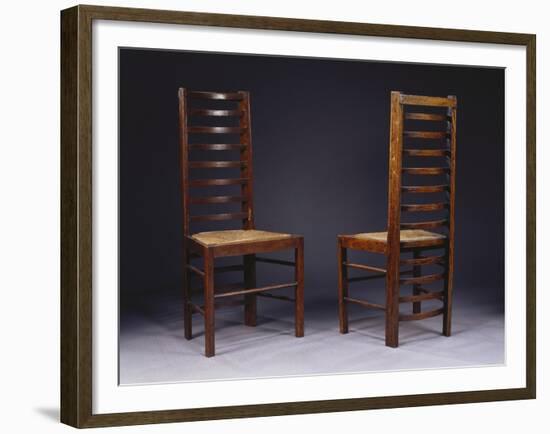 Two Ladder Back Chairs, for Miss Cranston's Tea Rooms, Glasgow, C.1903-Charles Rennie Mackintosh-Framed Giclee Print