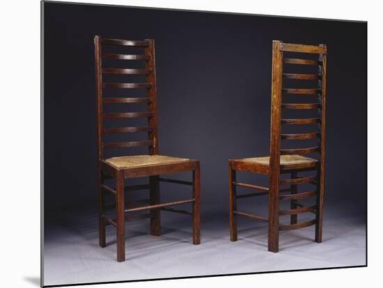 Two Ladder Back Chairs, for Miss Cranston's Tea Rooms, Glasgow, C.1903-Charles Rennie Mackintosh-Mounted Giclee Print