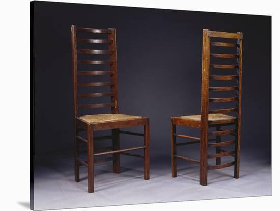 Two Ladder Back Chairs, for Miss Cranston's Tea Rooms, Glasgow, C.1903-Charles Rennie Mackintosh-Stretched Canvas