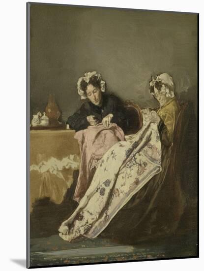 Two Ladies at their Sewing-Alexander Hugo Bakker Korff-Mounted Art Print