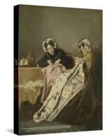 Two Ladies at their Sewing-Alexander Hugo Bakker Korff-Stretched Canvas