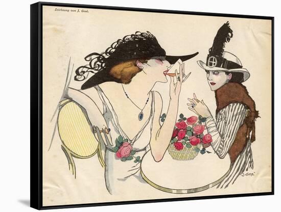 Two Ladies Drinking 1930S-J. Gose-Framed Stretched Canvas