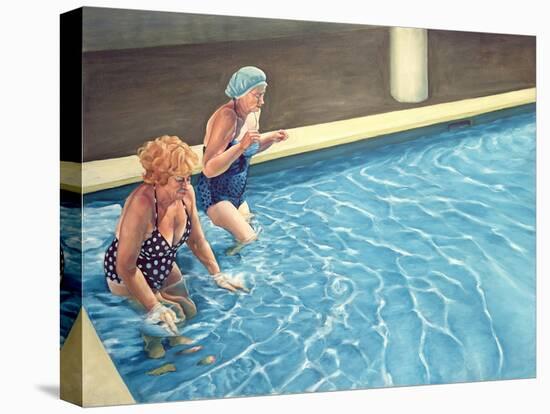 Two Ladies Getting into a Swimming Pool, 2000-Peter Breeden-Stretched Canvas