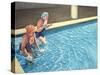 Two Ladies Getting into a Swimming Pool, 2000-Peter Breeden-Stretched Canvas