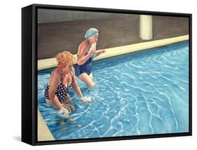 Two Ladies Getting into a Swimming Pool, 2000-Peter Breeden-Framed Stretched Canvas