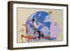 Two Ladies in a Salon, 1924 (Pen and Black Ink with Bodycolour)-Georges Barbier-Framed Giclee Print