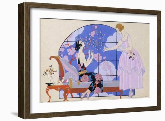 Two Ladies in a Salon, 1924-Georges Barbier-Framed Giclee Print