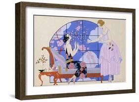 Two Ladies in a Salon, 1924-Georges Barbier-Framed Giclee Print