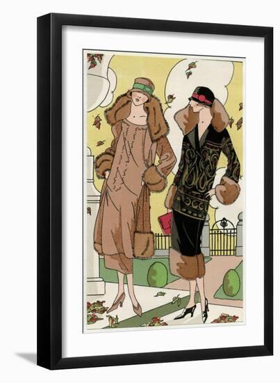 Two Ladies in Autumn Coats by Doeuillet and Jean Patou-null-Framed Art Print