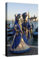 Two Ladies in Blue and Gold Masks, Venice Carnival, Venice, Veneto, Italy-James Emmerson-Stretched Canvas