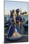 Two Ladies in Blue and Gold Masks, Venice Carnival, Venice, Veneto, Italy-James Emmerson-Mounted Photographic Print