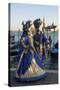 Two Ladies in Blue and Gold Masks, Venice Carnival, Venice, Veneto, Italy-James Emmerson-Stretched Canvas