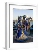 Two Ladies in Blue and Gold Masks, Venice Carnival, Venice, Veneto, Italy-James Emmerson-Framed Photographic Print