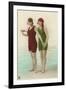 Two Ladies in Green and Red Bathing Suits-null-Framed Art Print