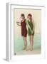 Two Ladies in Green and Red Bathing Suits-null-Framed Art Print