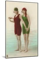 Two Ladies in Green and Red Bathing Suits-null-Mounted Art Print