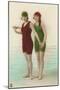 Two Ladies in Green and Red Bathing Suits-null-Mounted Art Print