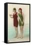 Two Ladies in Green and Red Bathing Suits-null-Framed Stretched Canvas