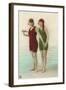 Two Ladies in Green and Red Bathing Suits-null-Framed Art Print