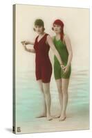 Two Ladies in Green and Red Bathing Suits-null-Stretched Canvas