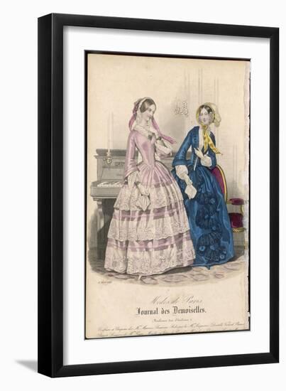 Two Ladies in Indoor Dresses-null-Framed Art Print