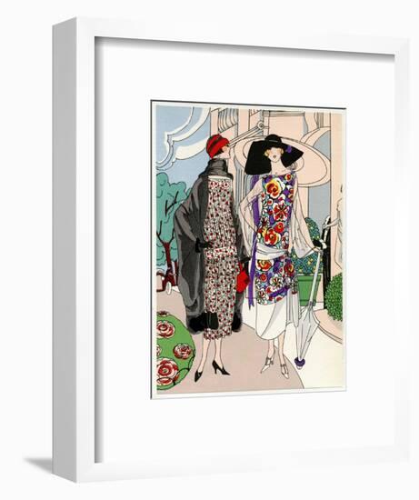 Two Ladies in Outfits by Drecoll and Madeleine Et Madeleine-null-Framed Art Print