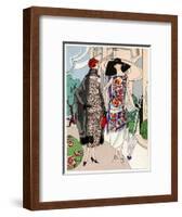 Two Ladies in Outfits by Drecoll and Madeleine Et Madeleine-null-Framed Art Print