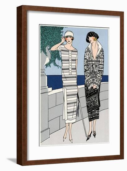 Two Ladies in Outfits by Jean Patou and Drecoll-null-Framed Art Print