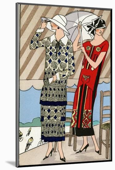Two Ladies in Outfits by Lucien Lelong and Jean Patou-null-Mounted Photographic Print