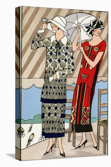 Two Ladies in Outfits by Lucien Lelong and Jean Patou-null-Stretched Canvas