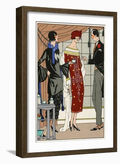 Two Ladies in Outfits by Paul Poiret-null-Framed Art Print