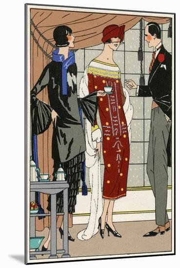 Two Ladies in Outfits by Paul Poiret-null-Mounted Art Print