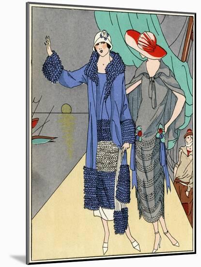 Two Ladies in Outfits by Philippe Et Gaston and Beer-null-Mounted Art Print