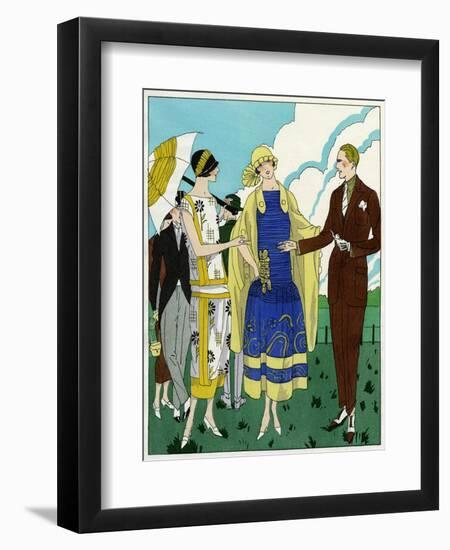 Two Ladies in Outfits by Philippe Et Gaston and Drecoll-null-Framed Art Print