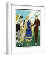 Two Ladies in Outfits by Philippe Et Gaston and Drecoll-null-Framed Art Print