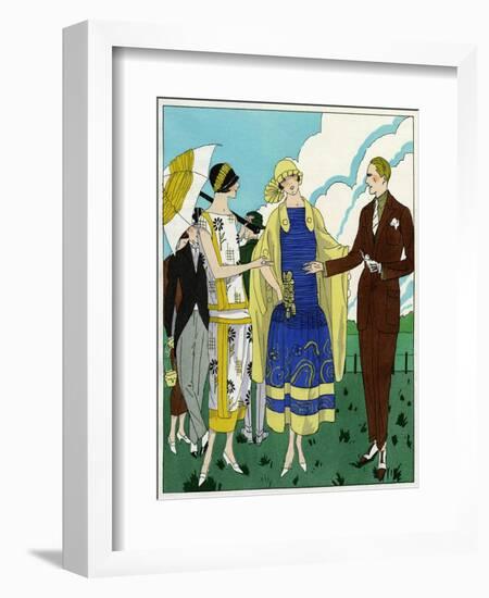 Two Ladies in Outfits by Philippe Et Gaston and Drecoll-null-Framed Art Print