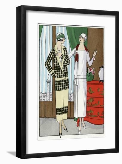 Two Ladies in Outfits by Premet-null-Framed Art Print