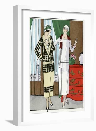 Two Ladies in Outfits by Premet-null-Framed Art Print