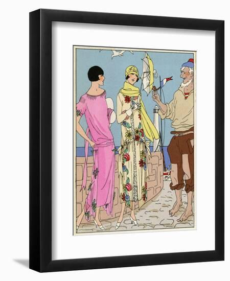 Two Ladies in Summer Outfits by Bernard-null-Framed Art Print