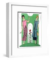 Two Ladies in Summer Outfits by Premet and Doeuillet-null-Framed Art Print