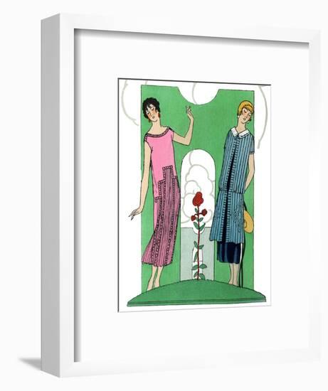 Two Ladies in Summer Outfits by Premet and Doeuillet-null-Framed Art Print
